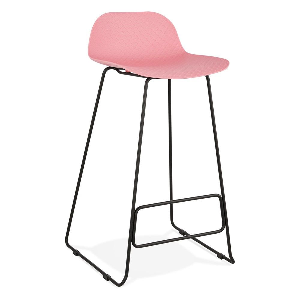 Růžová barová židle s černými nohami Kokoon Slade, výška sedu 76 cm - Bonami.cz