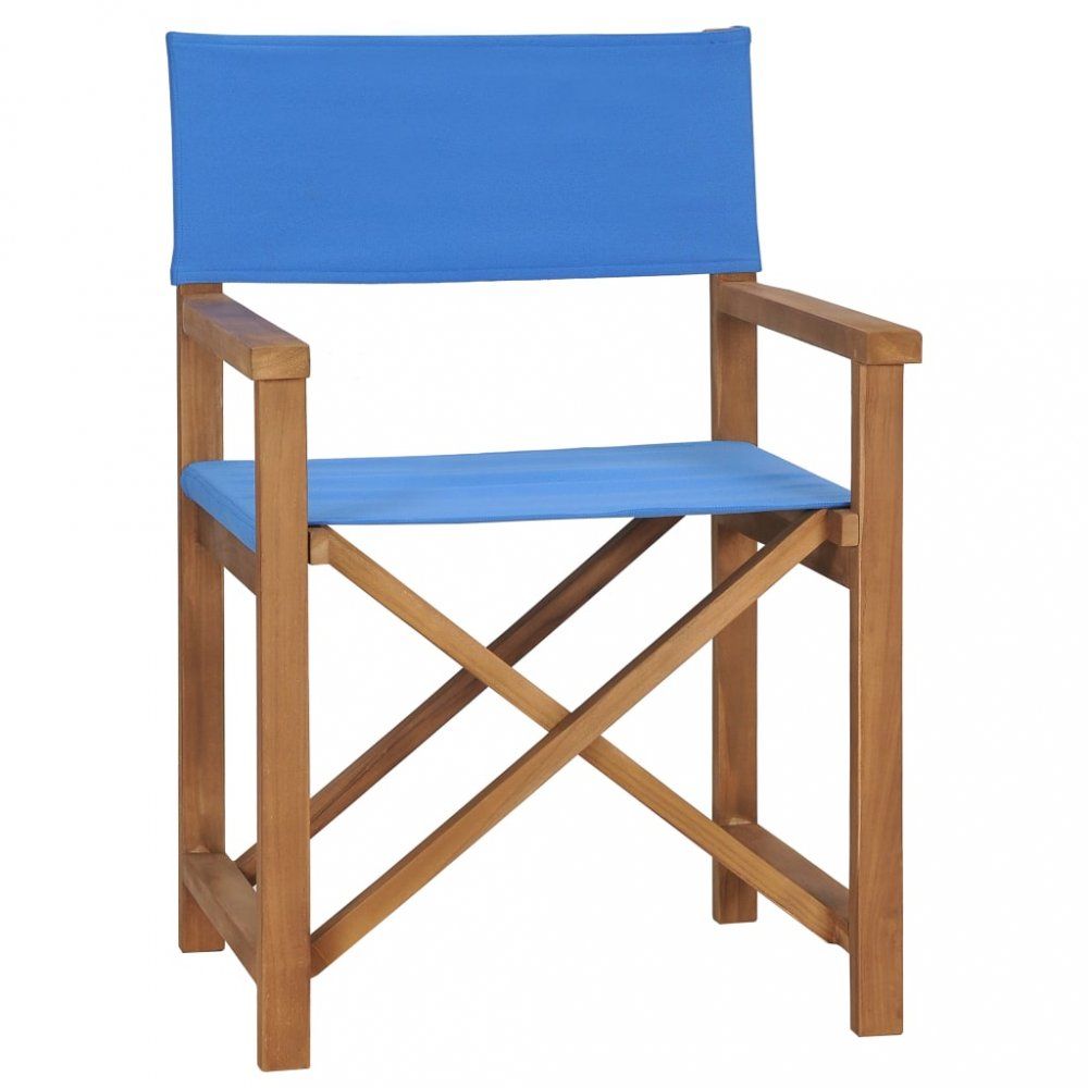 Režisérská židle teakové dřevo Dekorhome Modrá - DEKORHOME.CZ