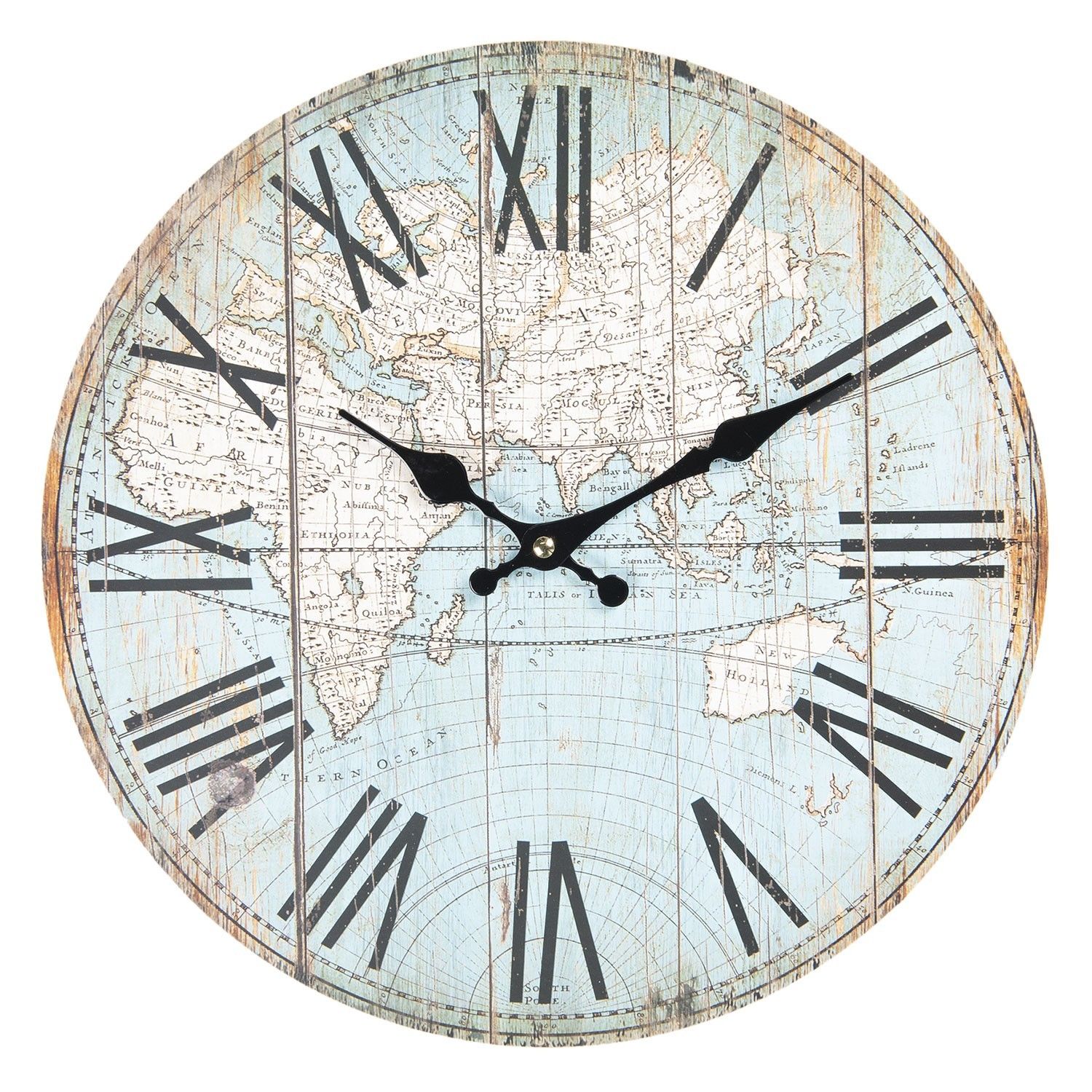 Nástěnné hodiny World  - Ø 34*4 cm / 1xAA Clayre & Eef - LaHome - vintage dekorace