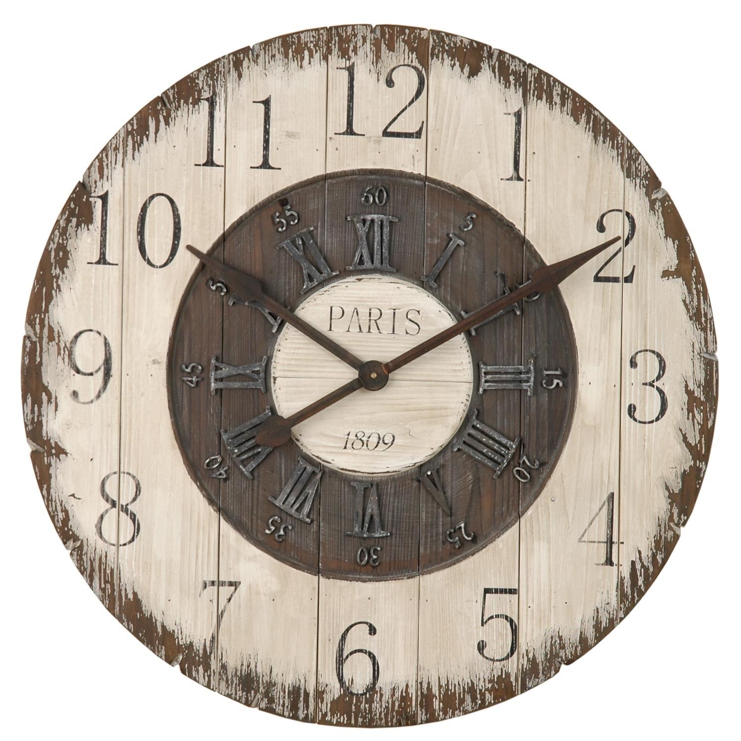 Dřevěné nástěnné hodiny Paris  - Ø 80*5 cm / 1xC Clayre & Eef - LaHome - vintage dekorace