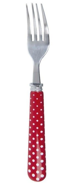 Vidlička červená s puntíky - LaHome - vintage dekorace