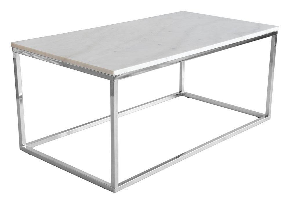 Bílý mramorový konferenční stolek RGE Accent s chromovou podnoží 110 cm - Designovynabytek.cz