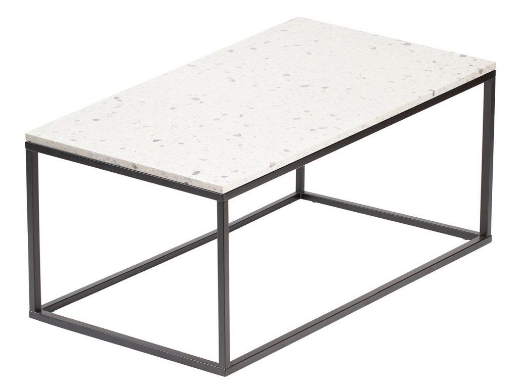 Bílý terrazzo konferenční stolek RGE Accent Bianco s černou podnoží 110x60 cm - Designovynabytek.cz