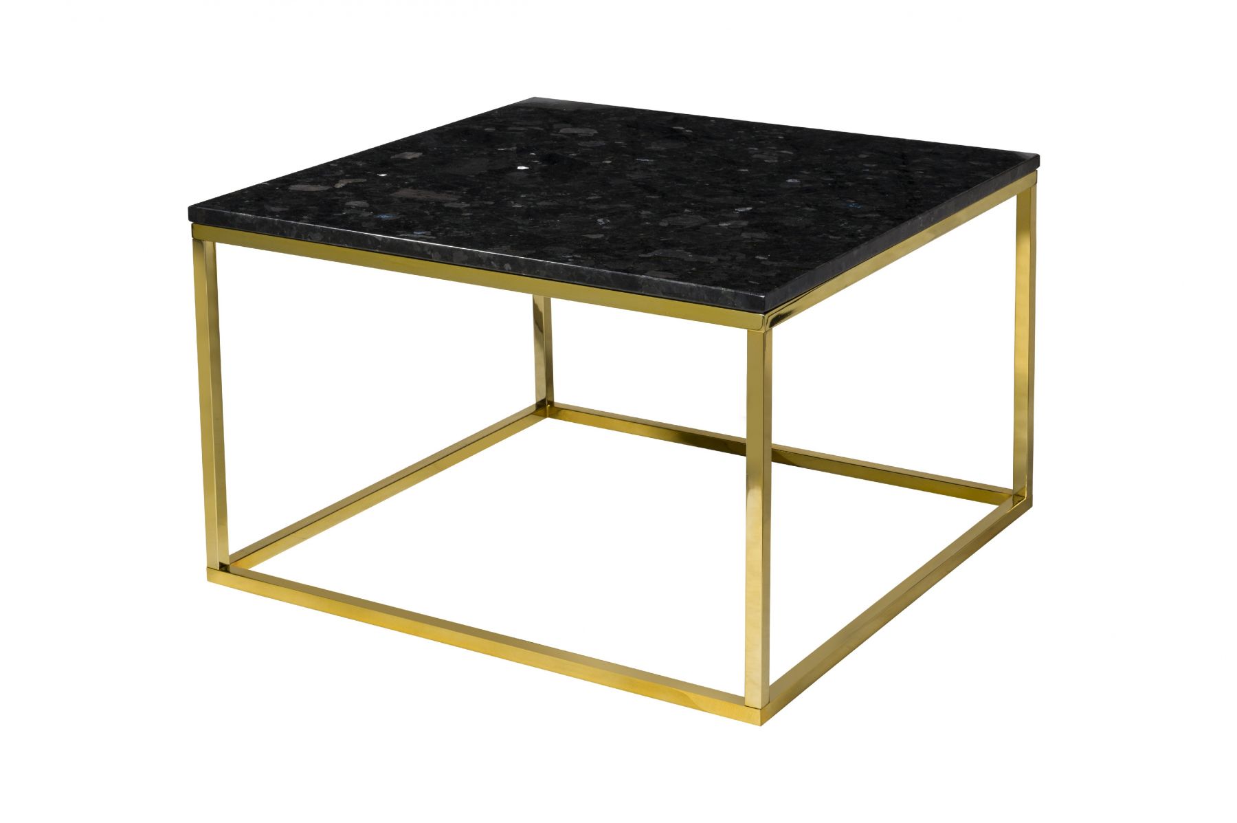 Černý kamenný konferenční stolek RGE Accent s lesklou zlatou podnoží 75x75 cm - Designovynabytek.cz