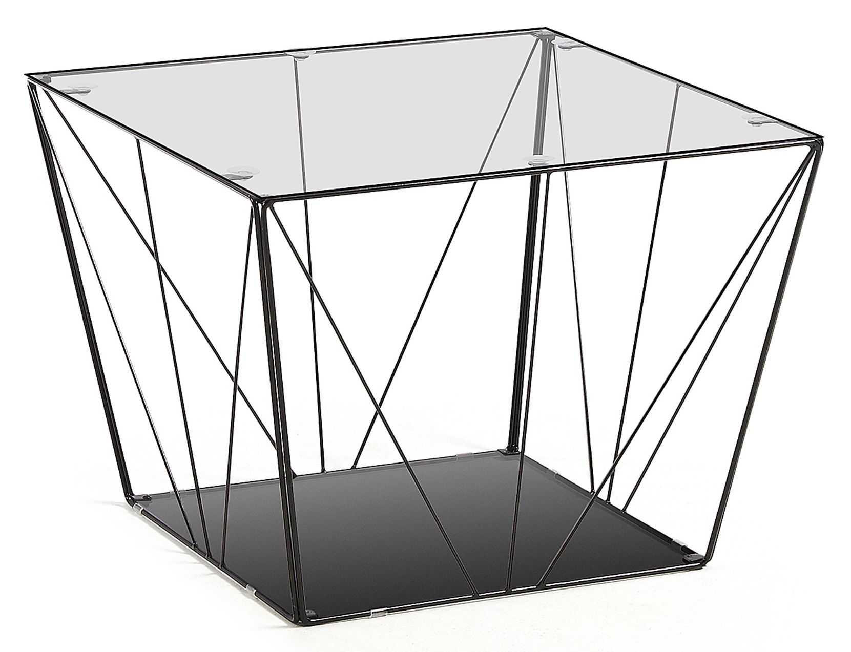 Černý kovový konferenční stolek Kave Home Tilo 60 x 60 cm se skleněnou deskou - Designovynabytek.cz