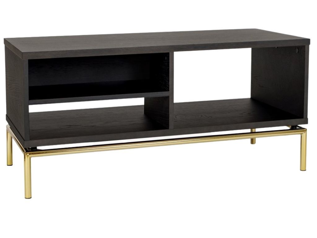 Ořechový konferenční stolek Woodman Pimlico se zlatou podnoží 100 x 44 cm - Designovynabytek.cz