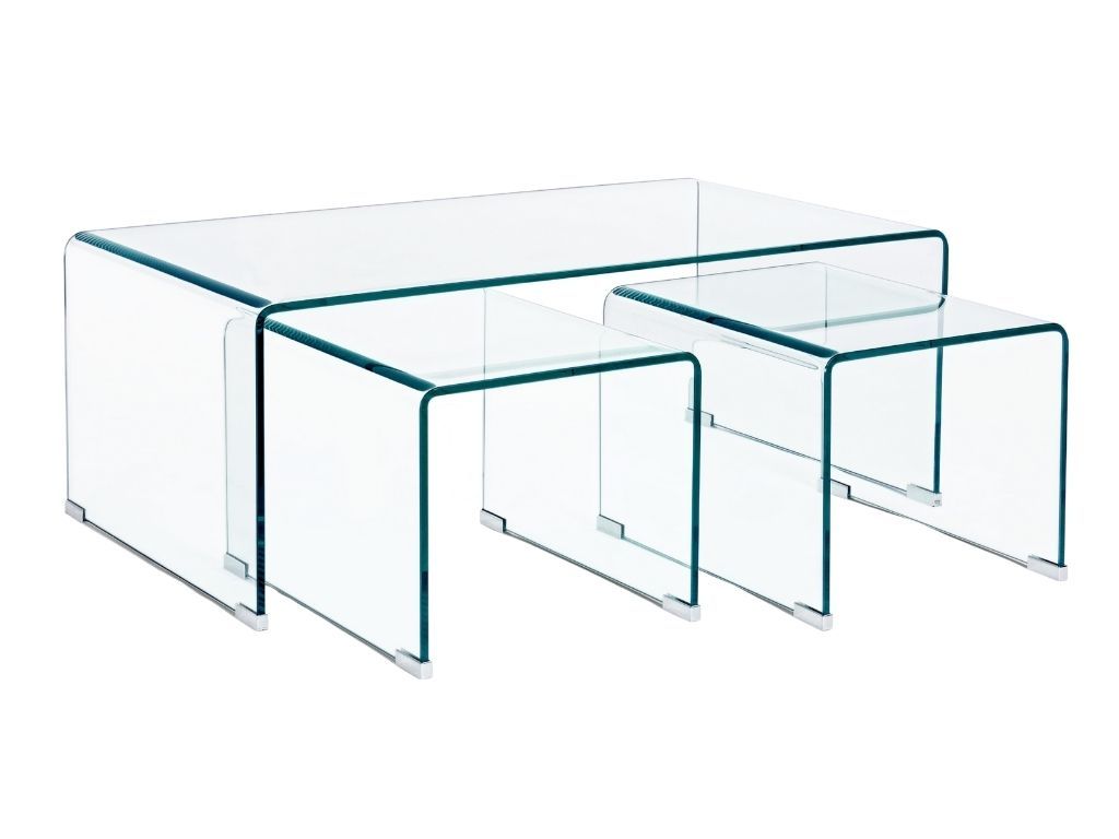 Set tří skleněných konferenčních stolků Bizzotto Iride 110 x 60/40 x 50 cm - Designovynabytek.cz