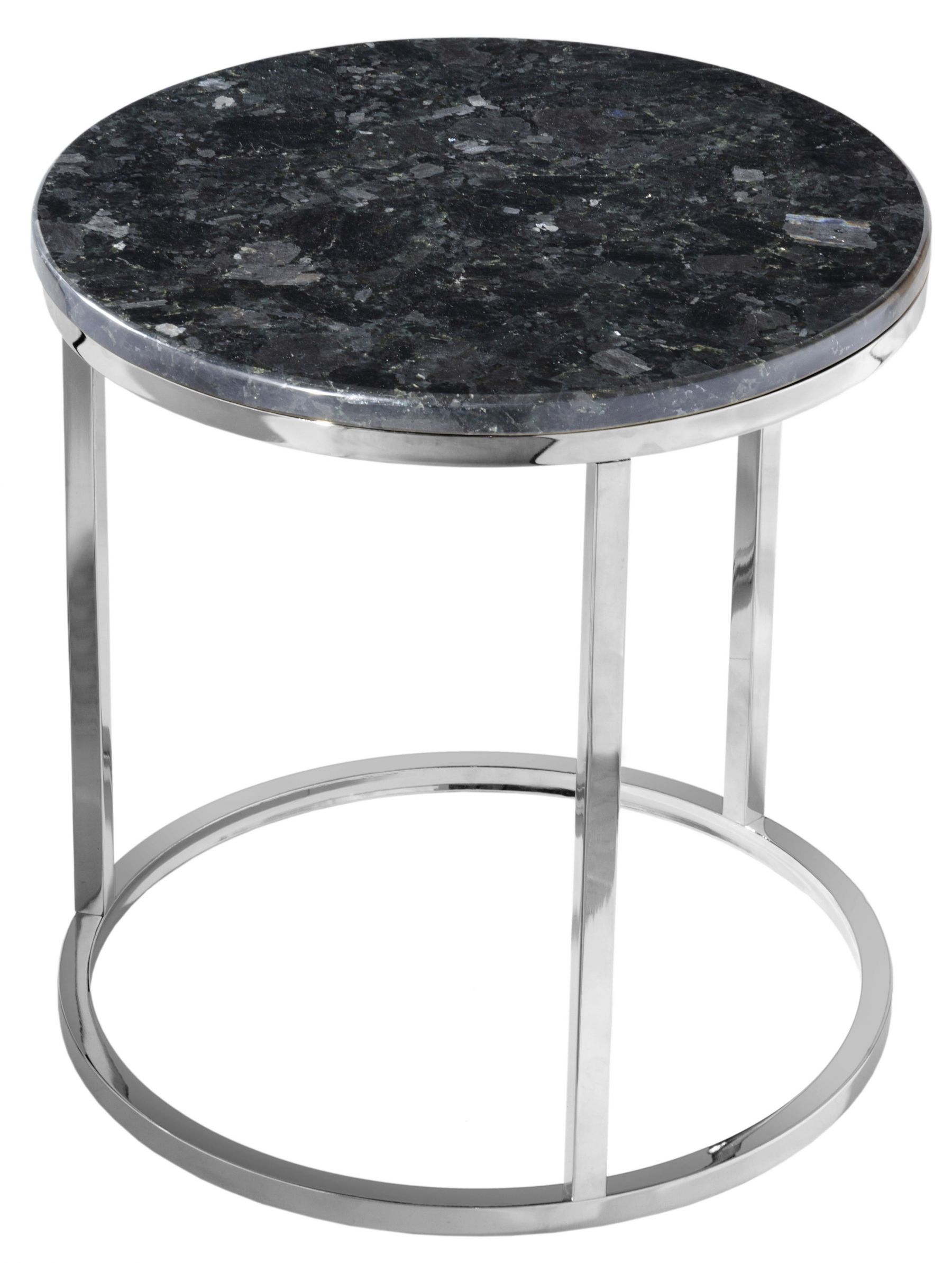Černý kamenný konferenční stolek RGE Accent se stříbrnou podnoží Ø 50 cm - Designovynabytek.cz