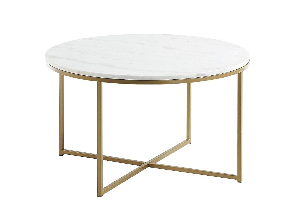 Bílý mramorový konferenční stolek Kave Home Sheffield 80 cm - Designovynabytek.cz