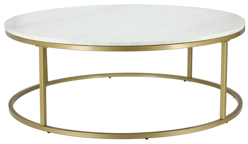 Bílý mramorový konferenční stolek RGE Accent se zlatou podnoží Ø 110 cm - Designovynabytek.cz