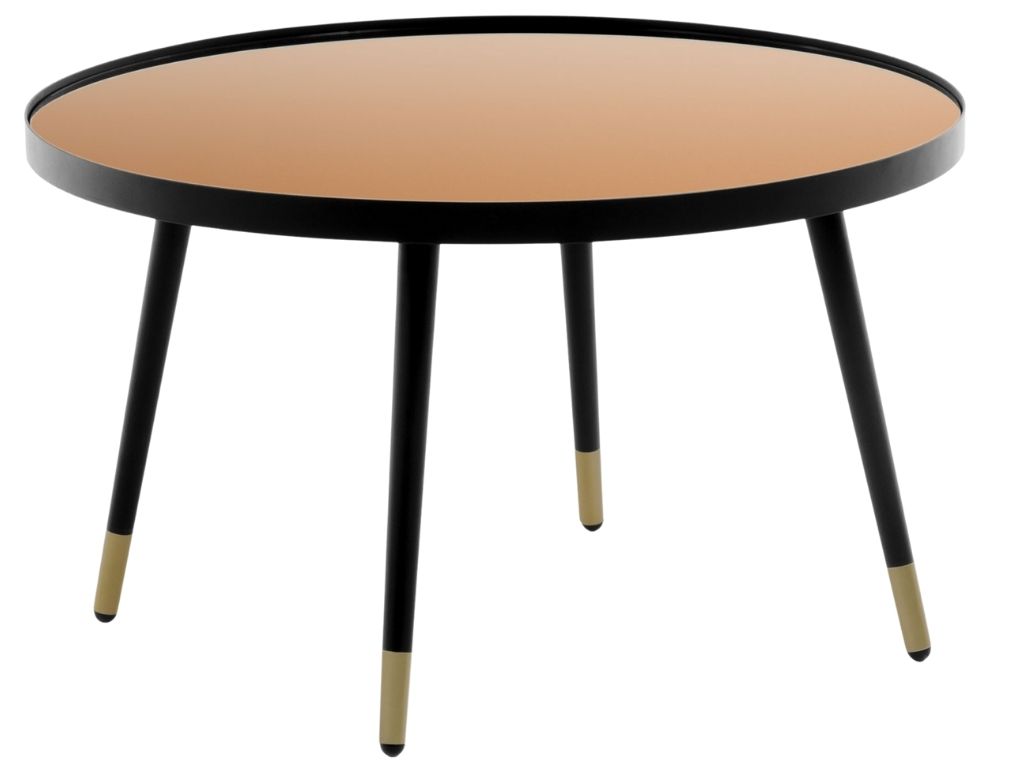 Černý kovový konferenční stolek Kave Home Dila 80 cm se skleněnou deskou - Designovynabytek.cz