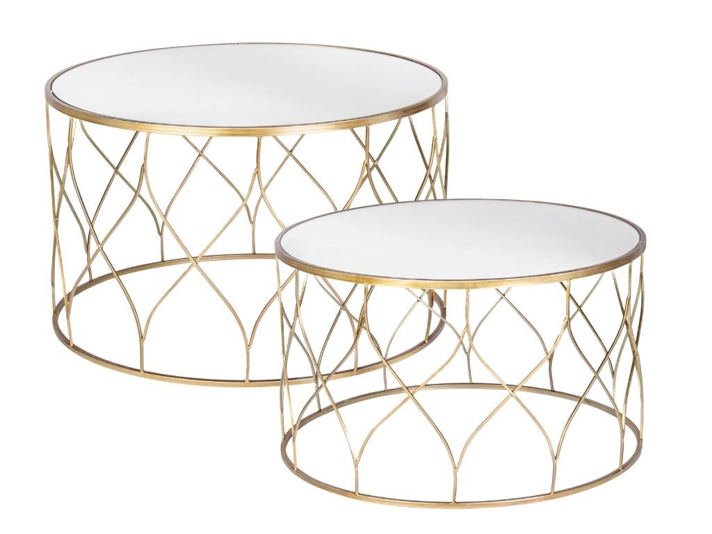 Set dvou zlatých kovových konferenčních stolků Bizzotto Elenor 66/71 cm - Designovynabytek.cz