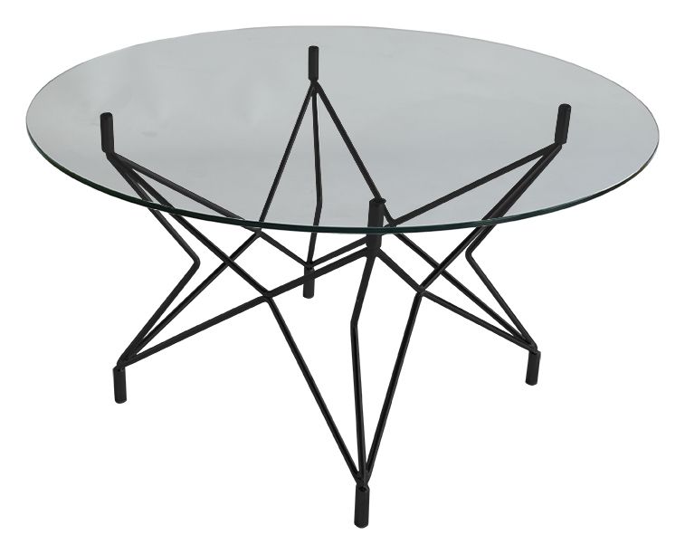 Skleněný kulatý konferenční stolek RGE Star s černou podnoží 90 cm - Designovynabytek.cz