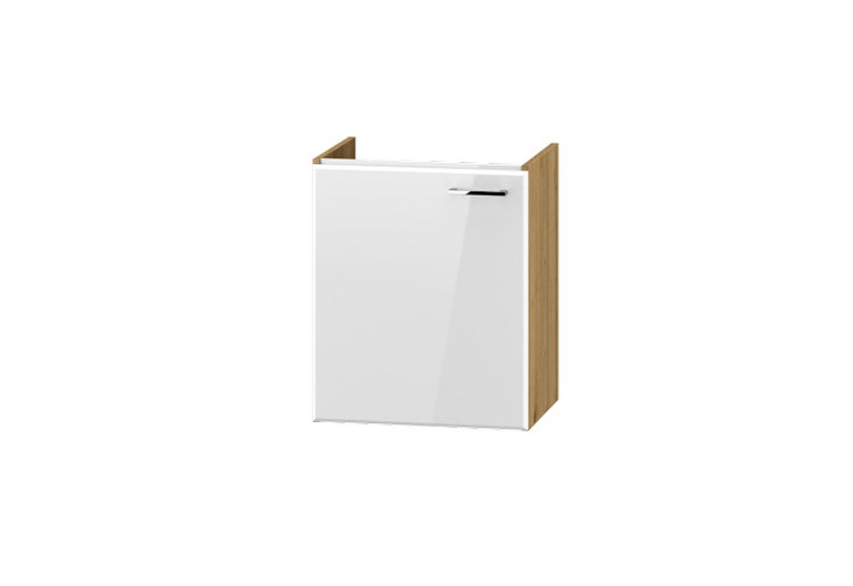 Koupelnová skříňka LUCAS DUM VEA 49 + umyvadlo, 49x60,5x37, dub lefkas/bílá lesk - Expedo s.r.o.