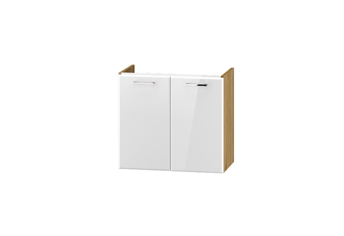 Koupelnová skříňka LUCAS DUM VEA 64 + umyvadlo, 64x60,5x37, dub lefkas/bílá lesk - Expedo s.r.o.