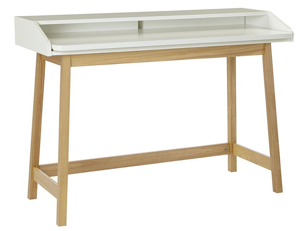 Bílý pracovní stůl Woodman St James s dubovou podnoží 116x47 cm - Designovynabytek.cz