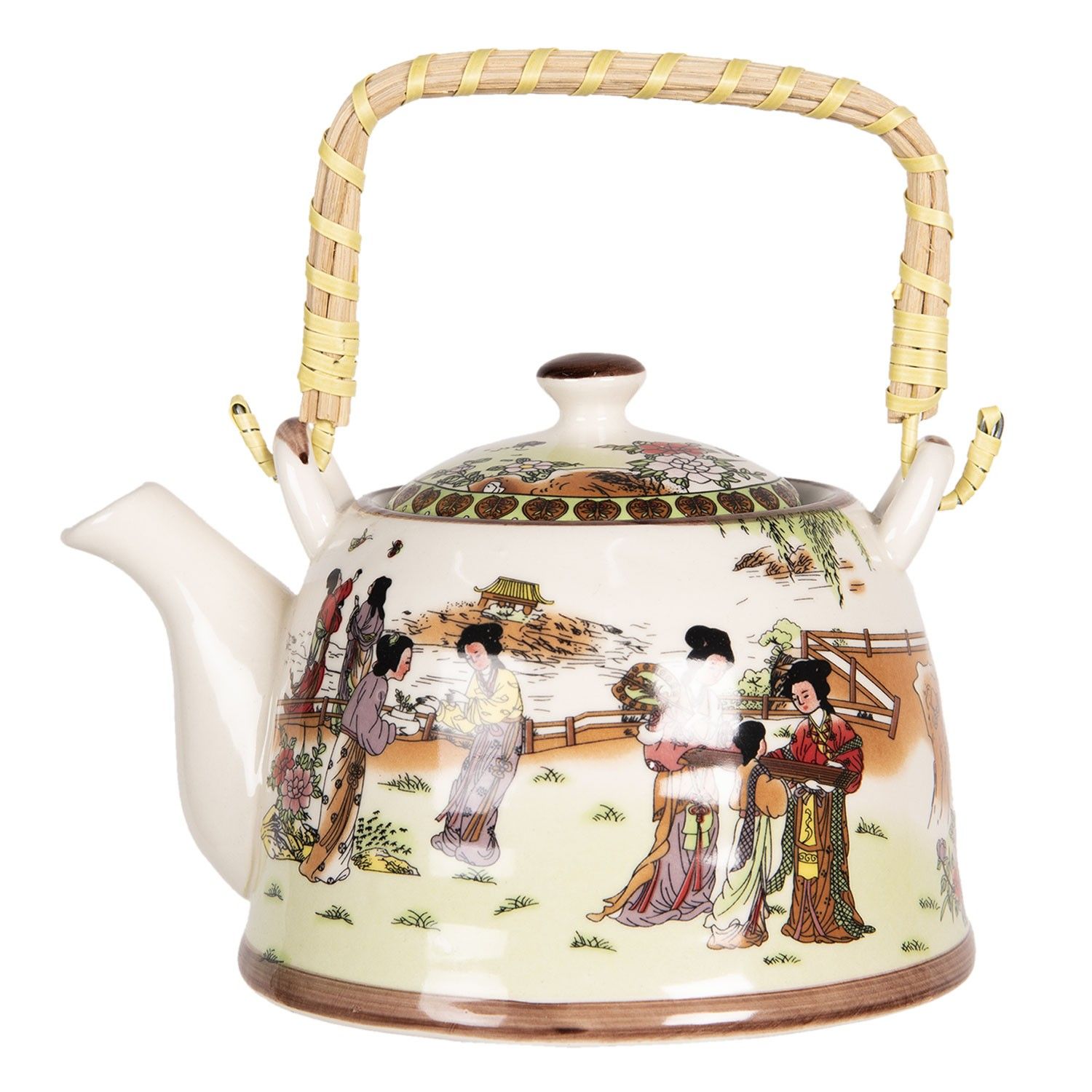 Porcelánová konvice na čaj s japonskými motivy - 18*14*12 cm / 0,8L Clayre & Eef - LaHome - vintage dekorace