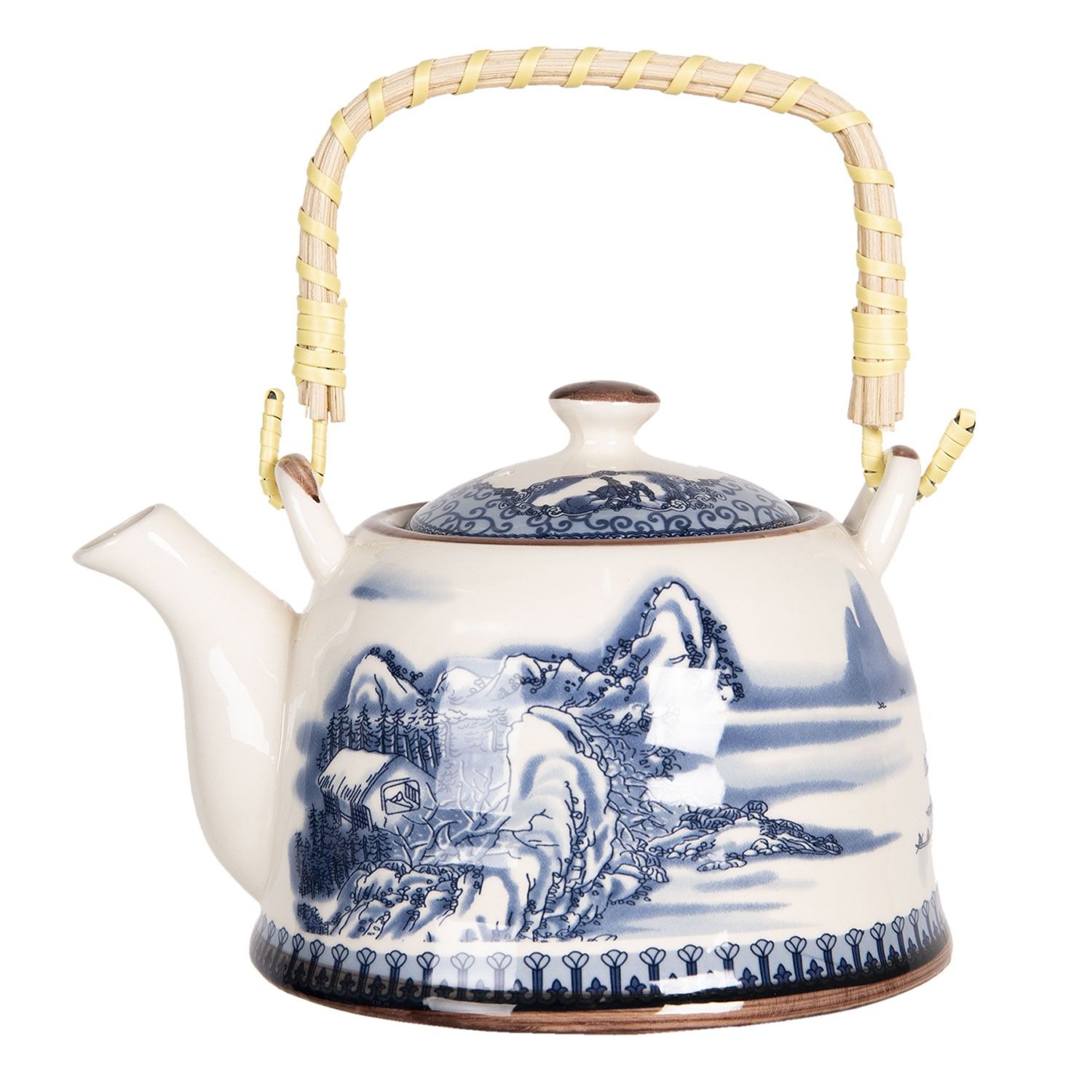 Porcelánová konvice na čaj s motivem hor - 18*14*12 cm / 0,8L Clayre & Eef - LaHome - vintage dekorace