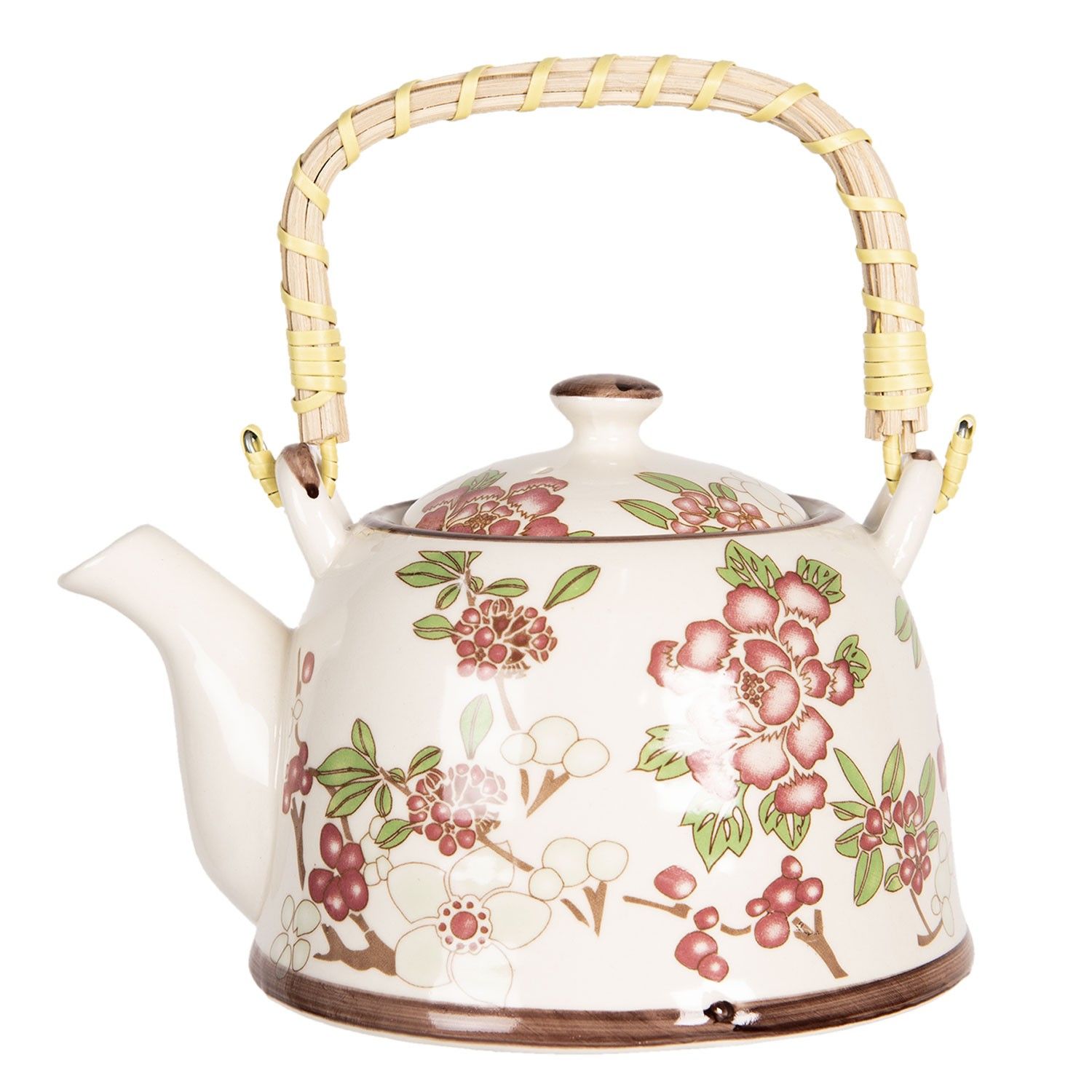 Porcelánová konvice na čaj se sakurou - 18*14*12 cm / 0,8L Clayre & Eef - LaHome - vintage dekorace