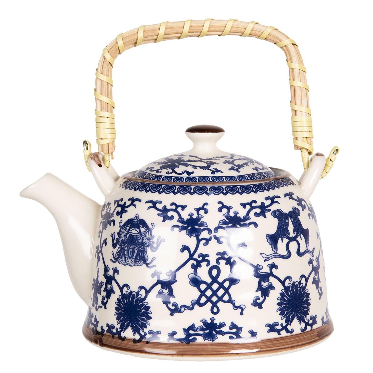Konvička na čaj s modrými ornamenty - 18*14*12 cm / 0,8L Clayre & Eef - LaHome - vintage dekorace