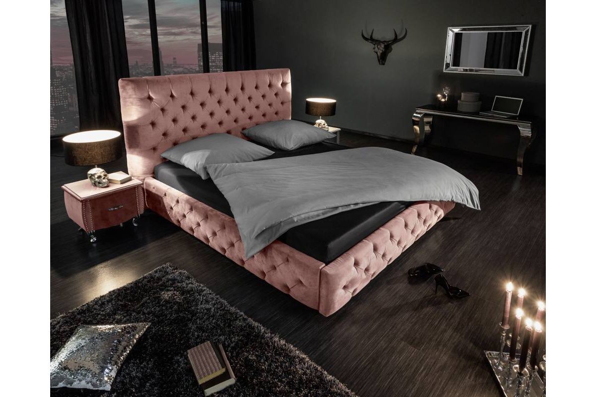 LuxD 22858 Designová postel Laney 160x200 cm starorůžový samet - Estilofina-nabytek.cz