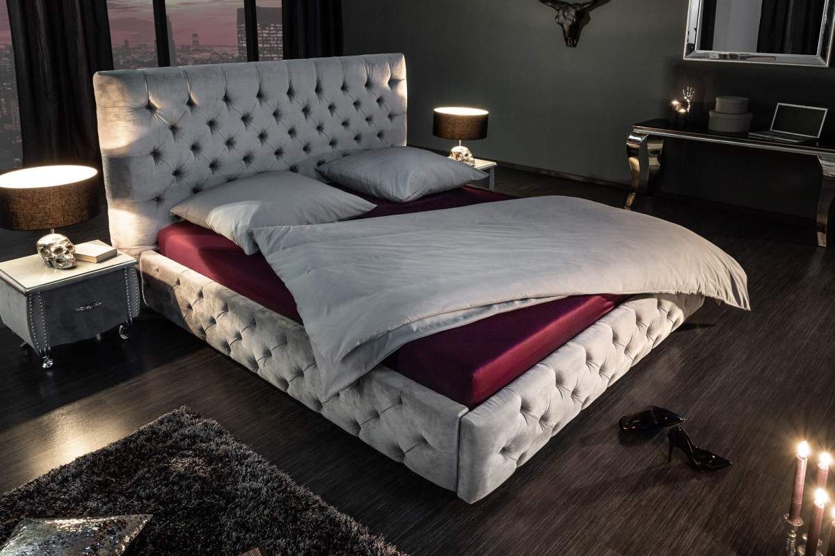 LuxD 22860 Designová postel Laney 180x200 cm šedý samet - Estilofina-nabytek.cz