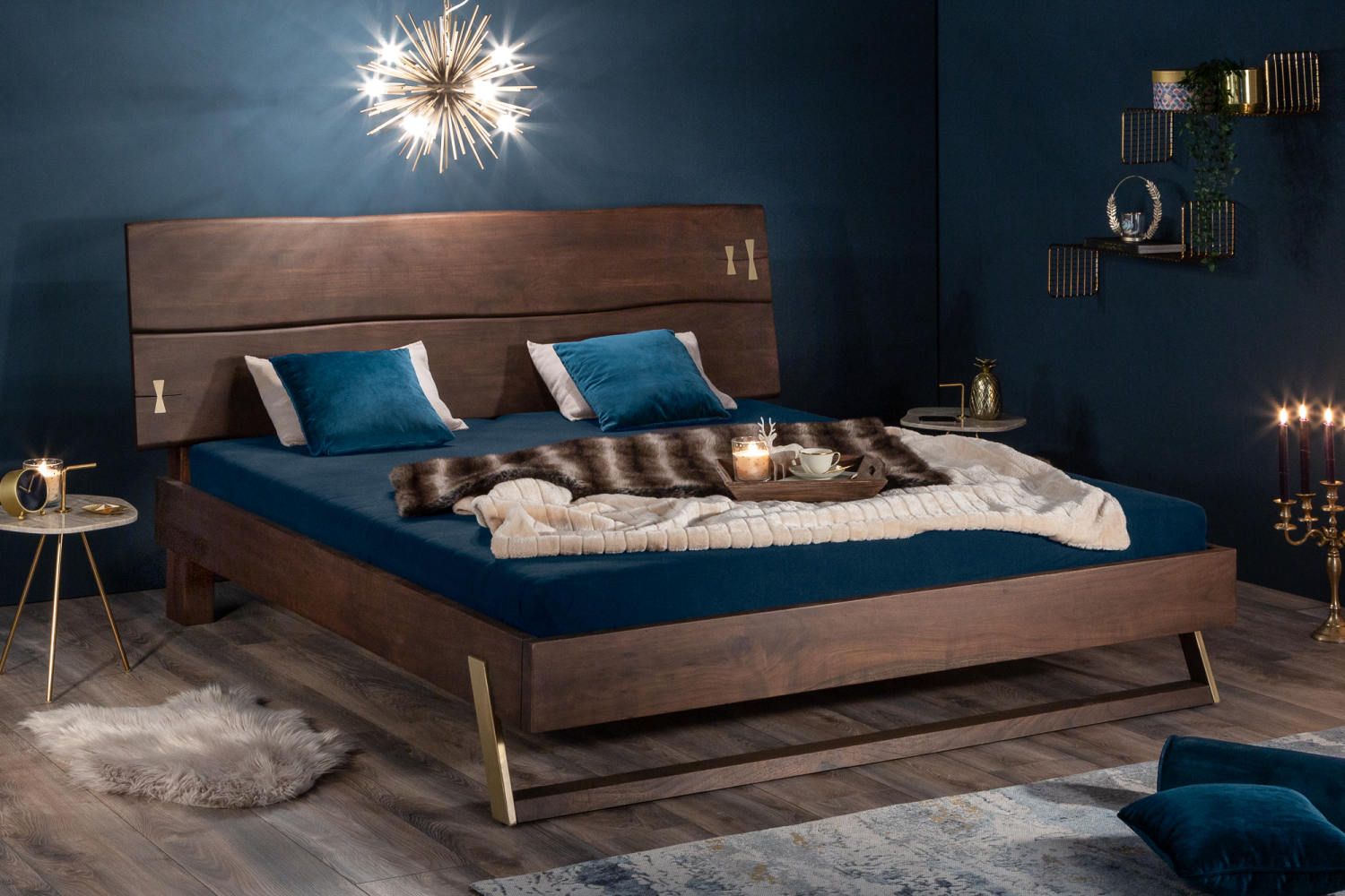 LuxD Designová postel Massive 160 x 200 cm akácie vinegar - Estilofina-nabytek.cz