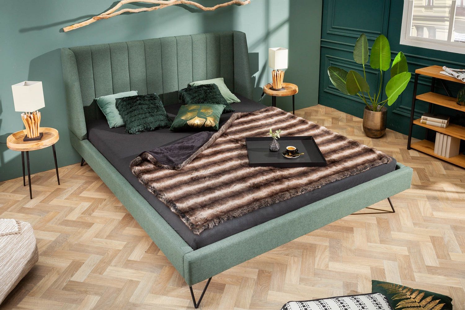 LuxD Designová postel Phoenix 180 x 200 cm zelená - Skladem - Estilofina-nabytek.cz