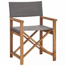 Režisérská židle teakové dřevo Dekorhome Šedá