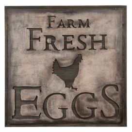Kovový obraz na stěnu Farm Fresh Eggs - 60*60*3 cm Clayre & Eef