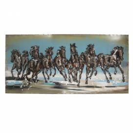 Velký kovový obraz Koně v běhu - 140*70*5 cm Clayre & Eef