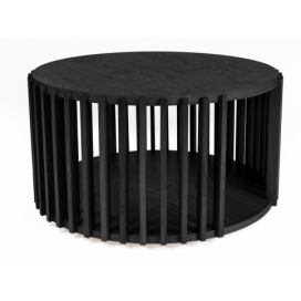 Černý dubový kulatý konferenční stolek Woodman Drum I.  Ø 83 cm