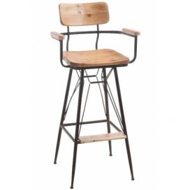 Kovová barová židle se dřevem BISTRO - 50* 53 * 111cm J-Line by Jolipa