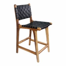 Norddan Designová barová židle Jamison černá kůže