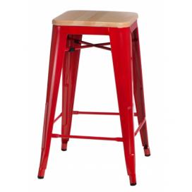  Barová židle PARIS WOOD 65cm červená sosna přírodní