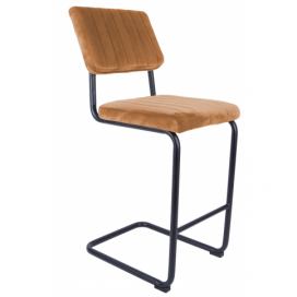 Time for home Cihlově oranžová sametová barová židle Cornelia 66 cm