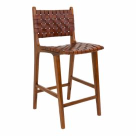 Norddan Designová barová židle Jamison hnědá kůže
