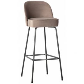 Hoorns Nugátově hnědá sametová barová židle Tergi 79 cm