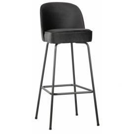 Hoorns Tmavě šedá sametová barová židle Tergi 79 cm