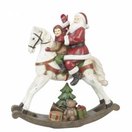 Dekorace Santa na houpacím koni - 29*10*30 cm Clayre & Eef LaHome - vintage dekorace