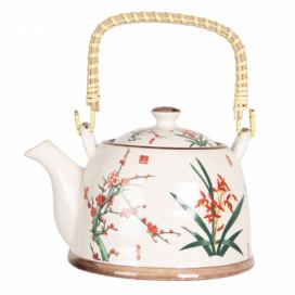 Konvička na čaj s japonskými květy - 18*14*12 cm / 0,8L Clayre & Eef