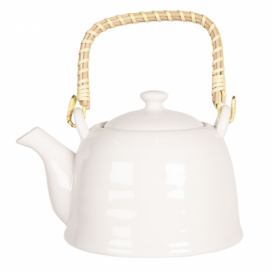 Bílá porcelánová konvička na čaj - 17*12*10 cm / 0,6L Clayre & Eef
