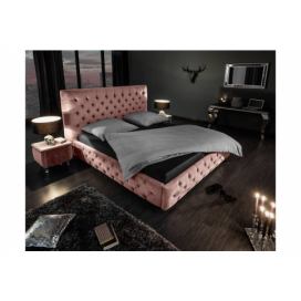 LuxD 22858 Designová postel Laney 160x200 cm starorůžový samet závěsné svítidlo