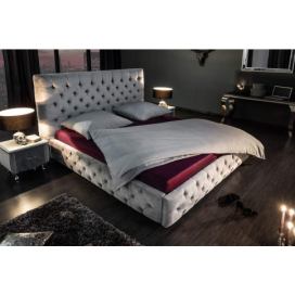 LuxD 22860 Designová postel Laney 180x200 cm šedý samet závěsné svítidlo