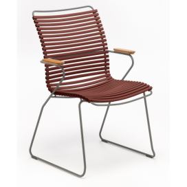 Červená plastová zahradní židle HOUE Click II. s područkami