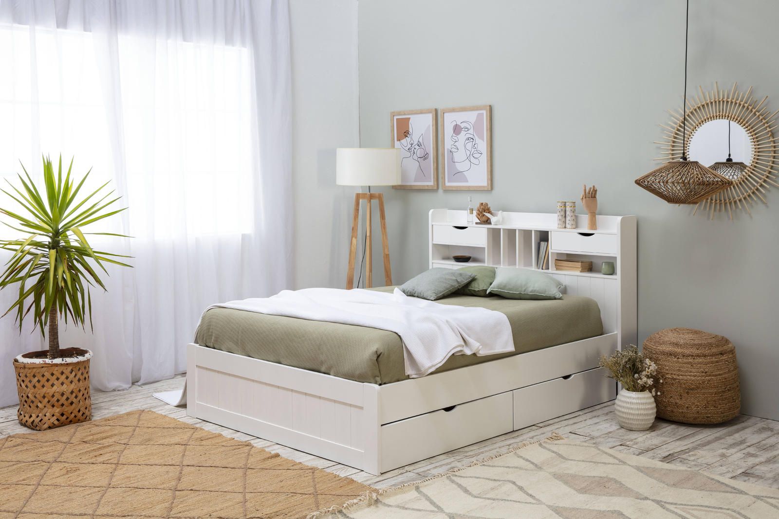 Aldo Manželská postel s úložným prostorem Elina white - Nábytek ALDO