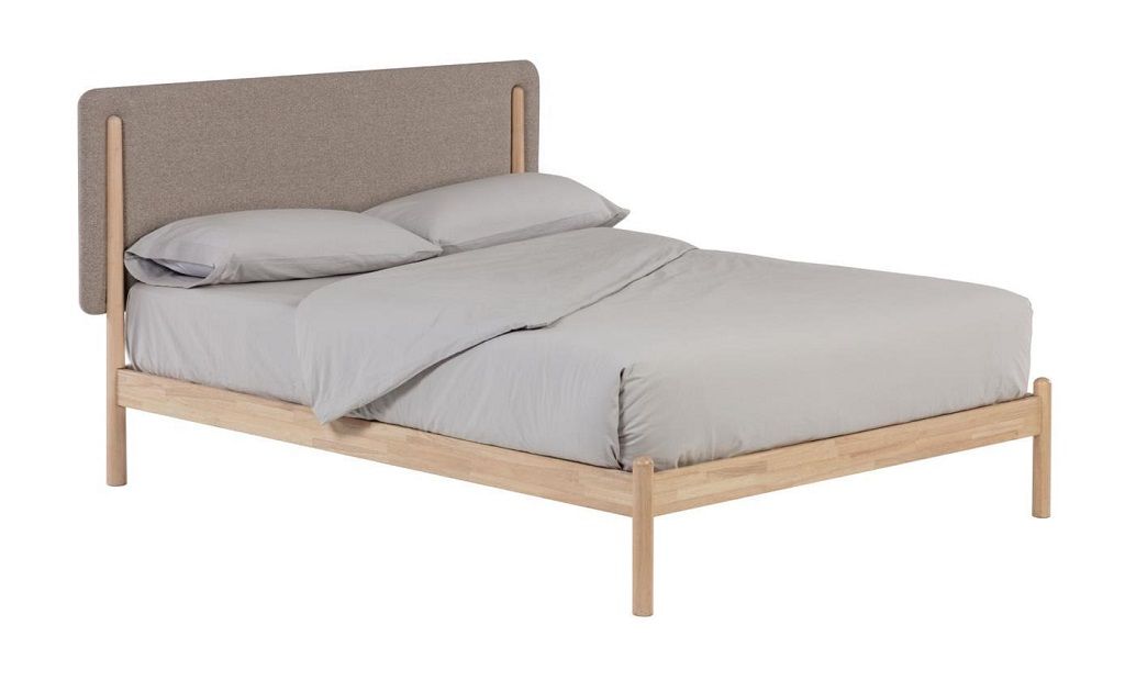 Dřevěná postel s látkovým čelem Kave Home Shayndel 160 x 200 cm - Designovynabytek.cz