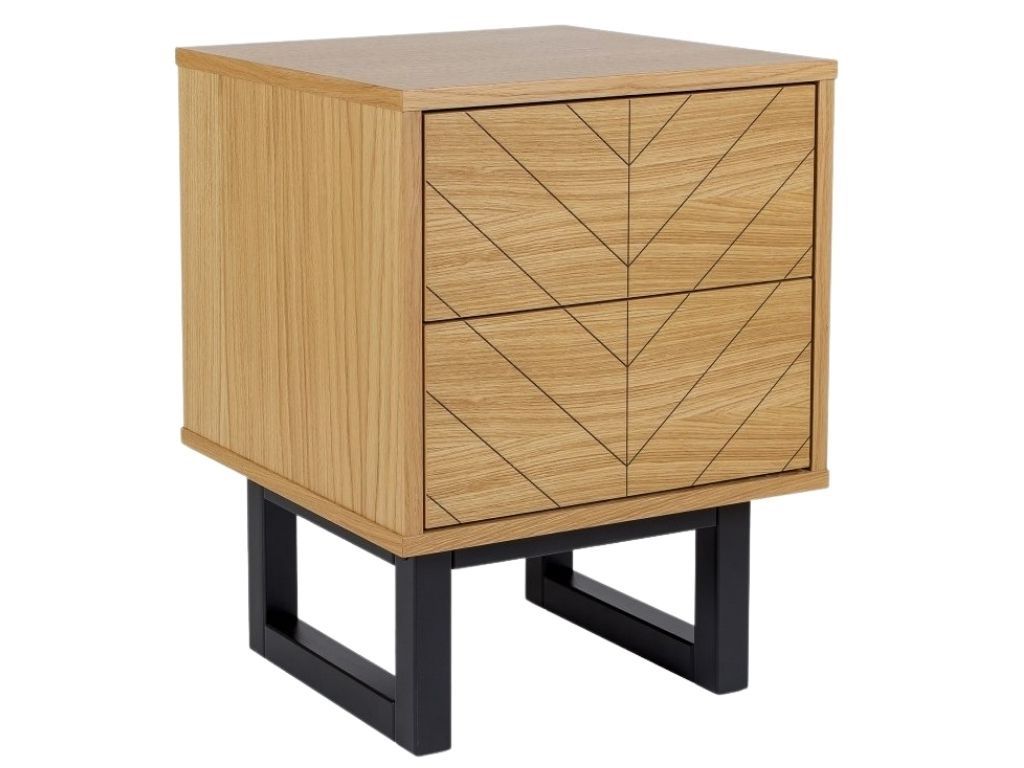 Dubový rýhovaný noční stolek Woodman Camden s březovou podnoží 40 x 40 cm - Designovynabytek.cz