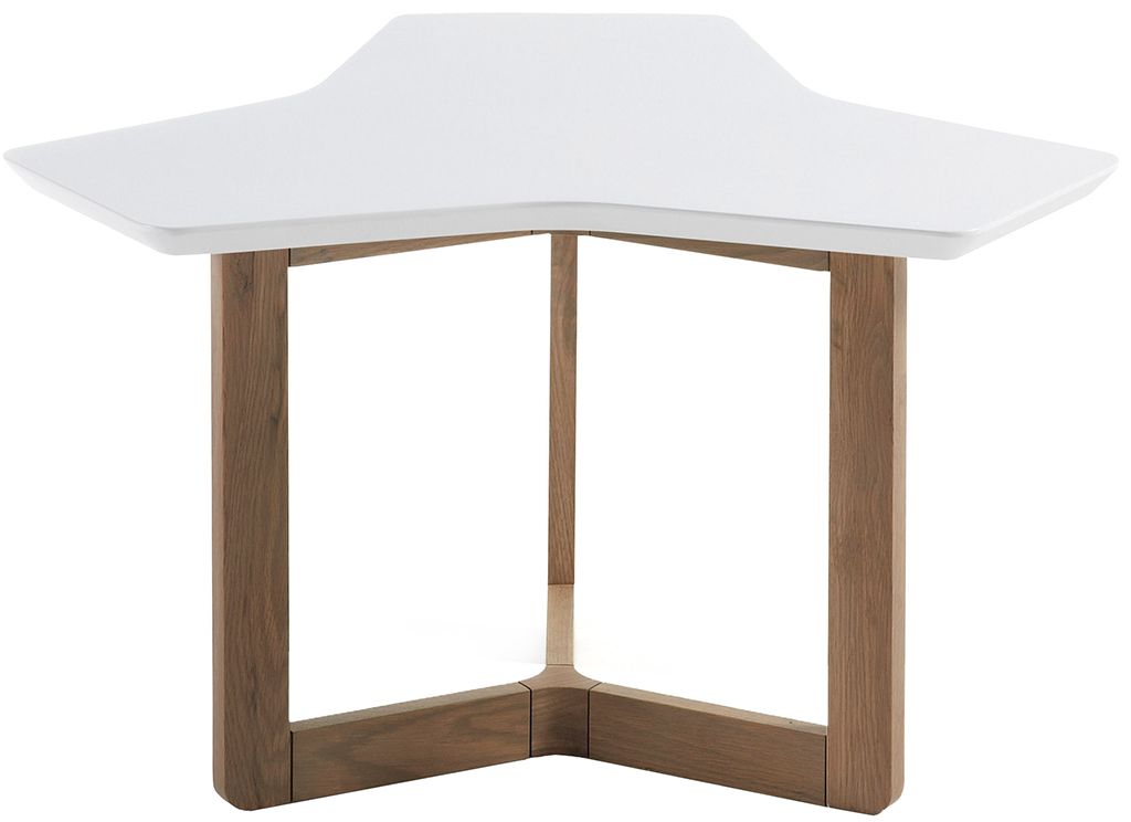 Bílý konferenční stolek LaForma Triangle 76 cm s dubovou podnoží - Designovynabytek.cz