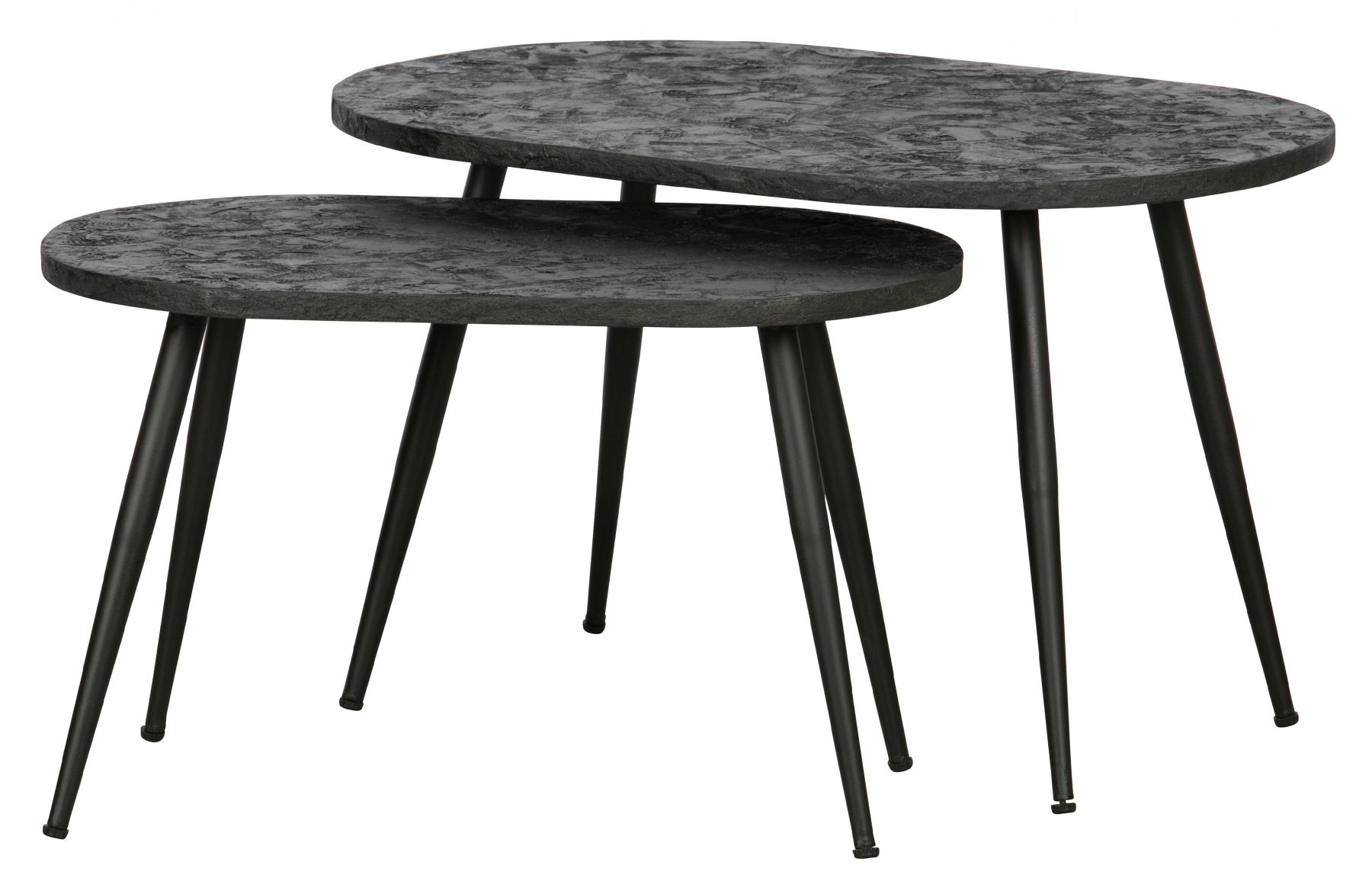 Hoorns Set dvou černých kovových konferenčních stolků Sonja 70x48/60x39 cm - Designovynabytek.cz